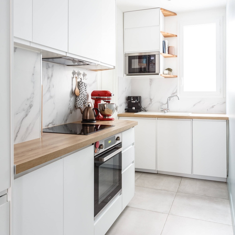 El nuevo profesional diseña el fabricante blanco de las puertas de armario de cocina de la melamina de los armarios de cocina modernos por encargo