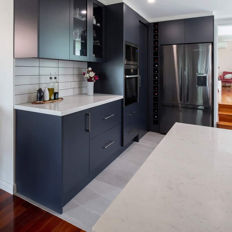 Armarios modernos de Matte Black Color de la cocina completa del PVC para el armario de cocina de los muebles de la cocina