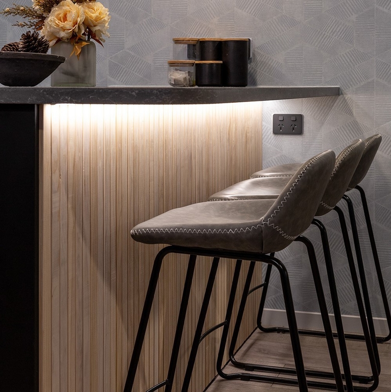Sistema de madera sólido negro oscuro modular de lujo del armario de la cocina de las unidades en forma de L simples de la cocina