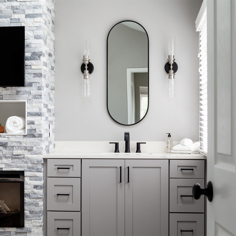 Unidades neutrales de lujo de Grey Shaker Style Lacquer Bathroom Vanity combinadas con 2 puertas 6 cajones