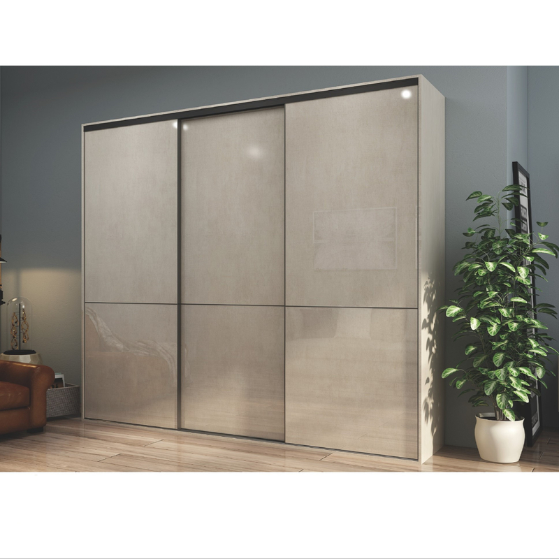 El gabinete de almacenamiento moderno del guardarropa de la laca cupo lustre del dormitorio del guardarropa de la puerta deslizante alto