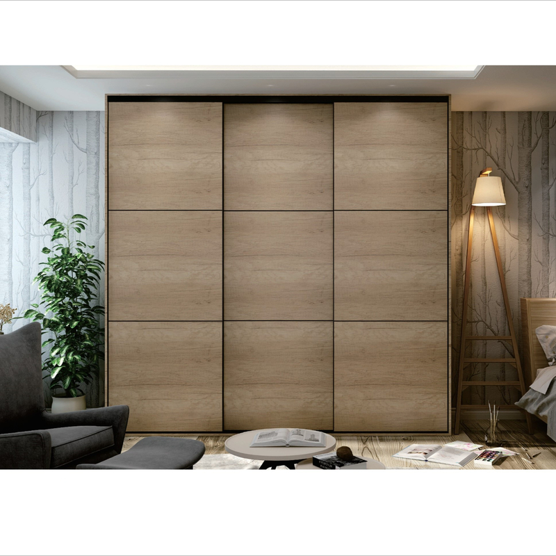 Gabinete de madera de la puerta deslizante de la chapa de la madera del grano del dormitorio del armario casero moderno del guardarropa con el aparador
