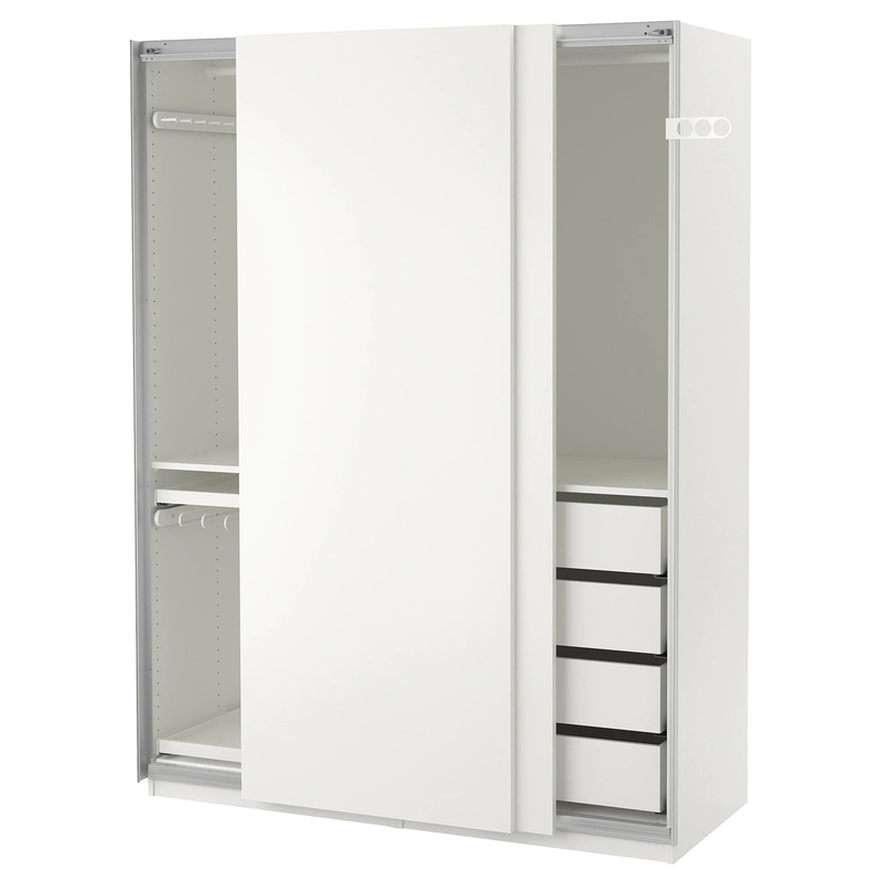 Matte White Cream Flat Panel laquea almacenamiento del dormitorio del paño del armario del guardarropa de la puerta deslizante