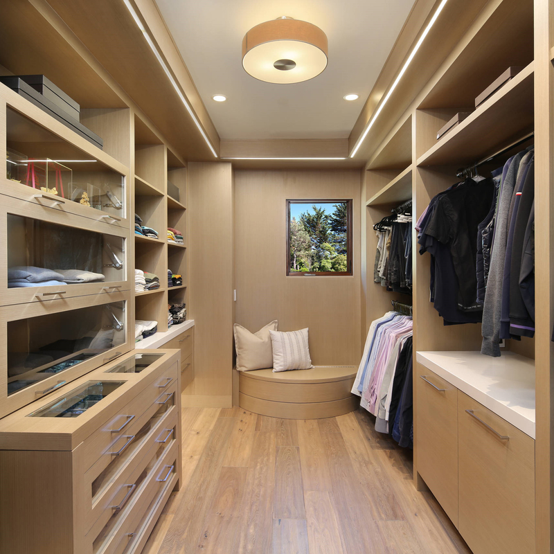 Puerta de cristal beige casera moderna de Grey Melamine Walk In Closet para el vestuario
