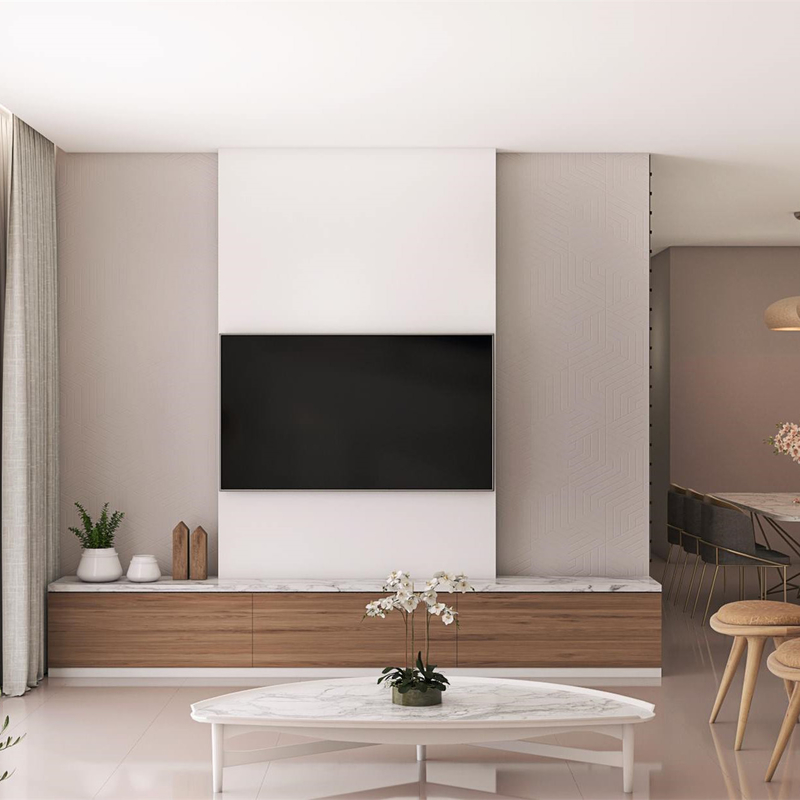 Grano oscuro blanco moderno de madera del banco de la unidad de la melamina TV del gabinete de Grey Wall Mounted TV