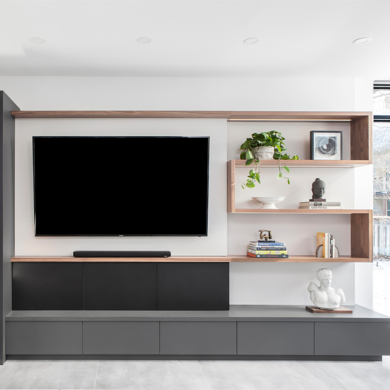 Gabinete oscuro minimalista durable del MFC Grey Lacquer TV con el cajón del almacenamiento