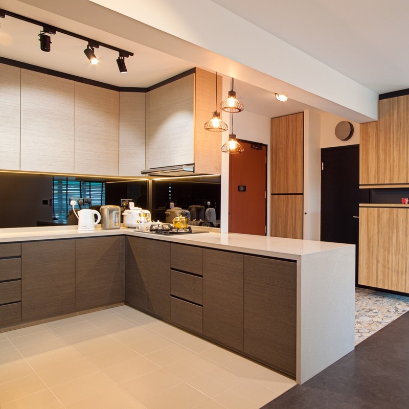 El armario de cocina de madera de la chapa del tapiz fijó el grado de las combinaciones E1 del multicolor