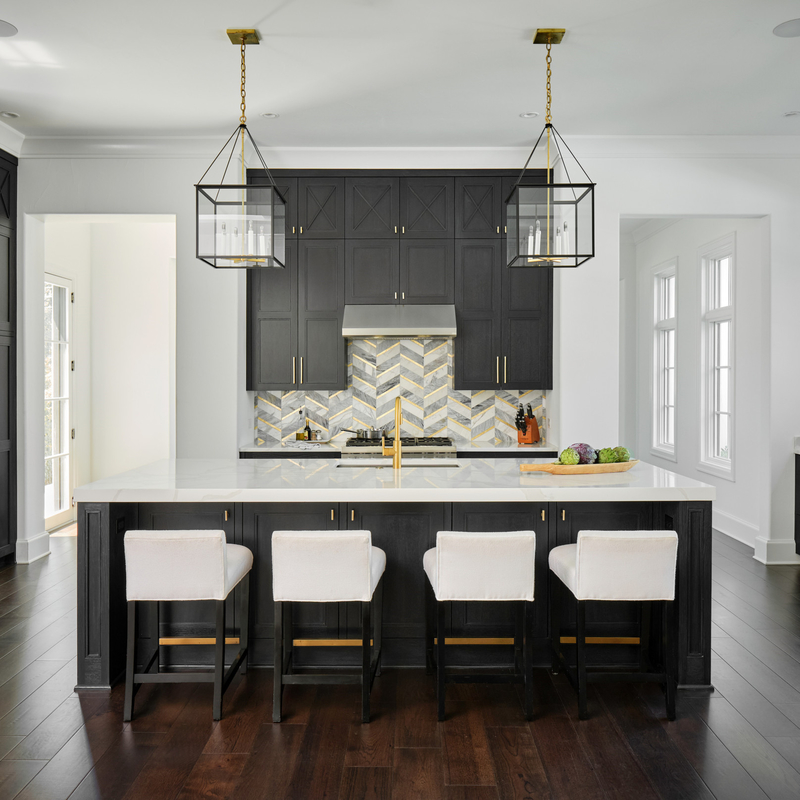 Manija de oro de alta calidad moderna americana Shaker Kitchen Cabinets Complete Sets negro cercano suave con la isla