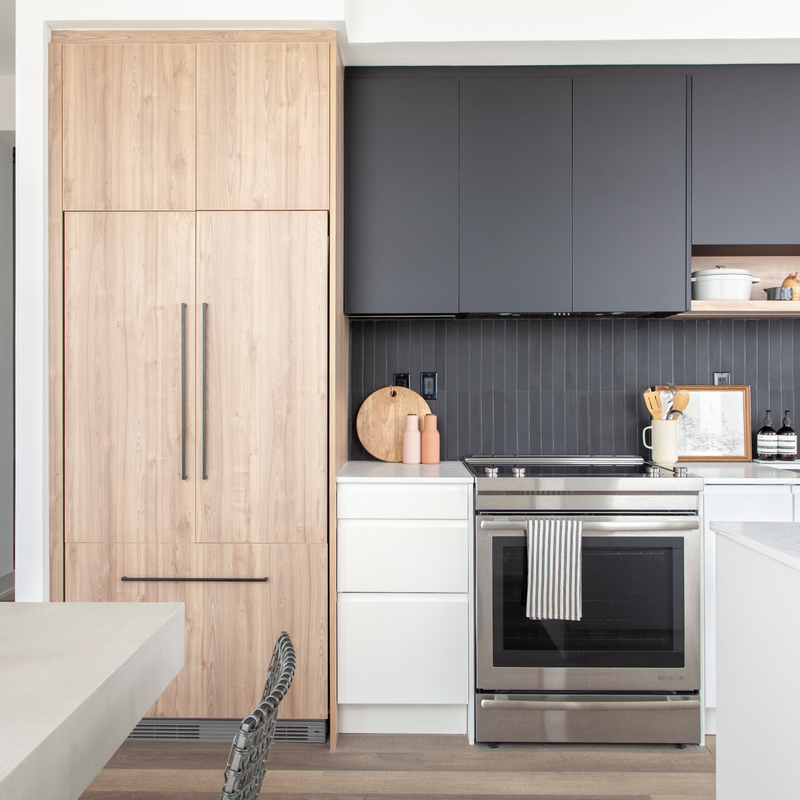 El foco de Matte White And Grey Lacquer en el armario de cocina moderno de lujo del diseño del gabinete fijó el embalaje montado