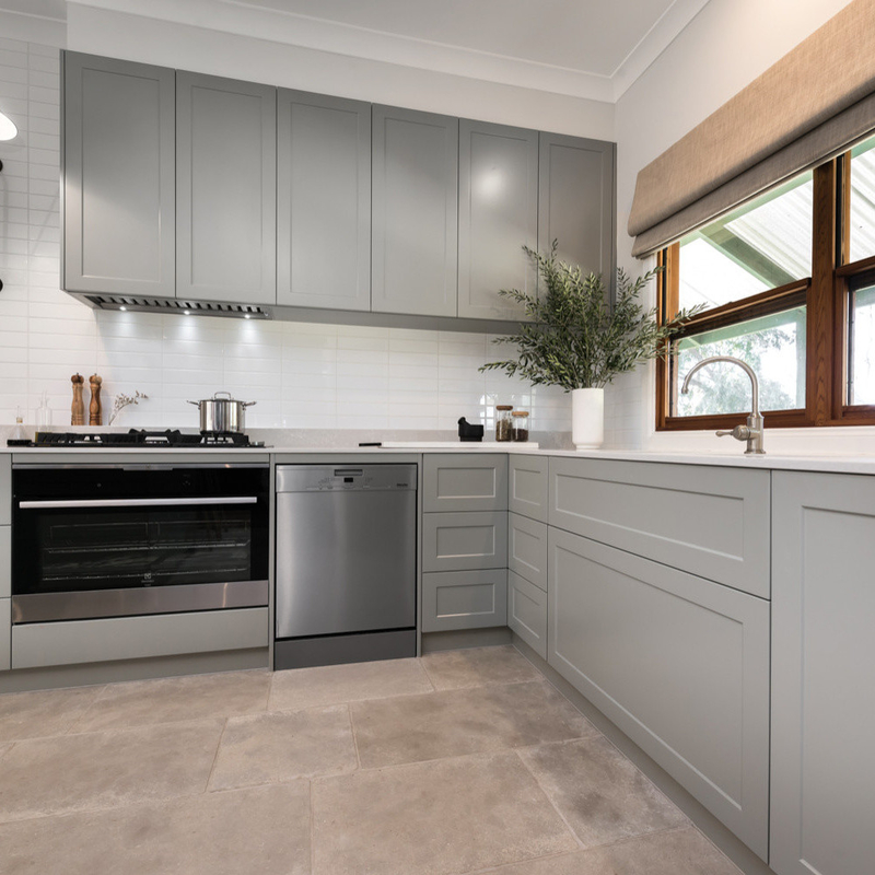 Concentrarse en el diseño de gabinetes Modular gabinetes de cocina moderno EE.UU. Grey Shaker armario para mayorista