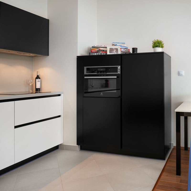 Listo para montar Muebles de cocina pequeños Armarios de pared de cartón blanco y negro Armario de cocina de cartón diseño simple