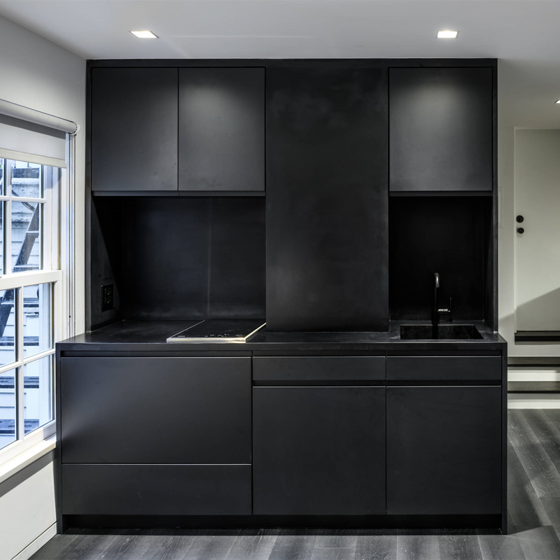 Listo para montar Muebles de cocina pequeños Armarios de pared de cartón blanco y negro Armario de cocina de cartón diseño simple